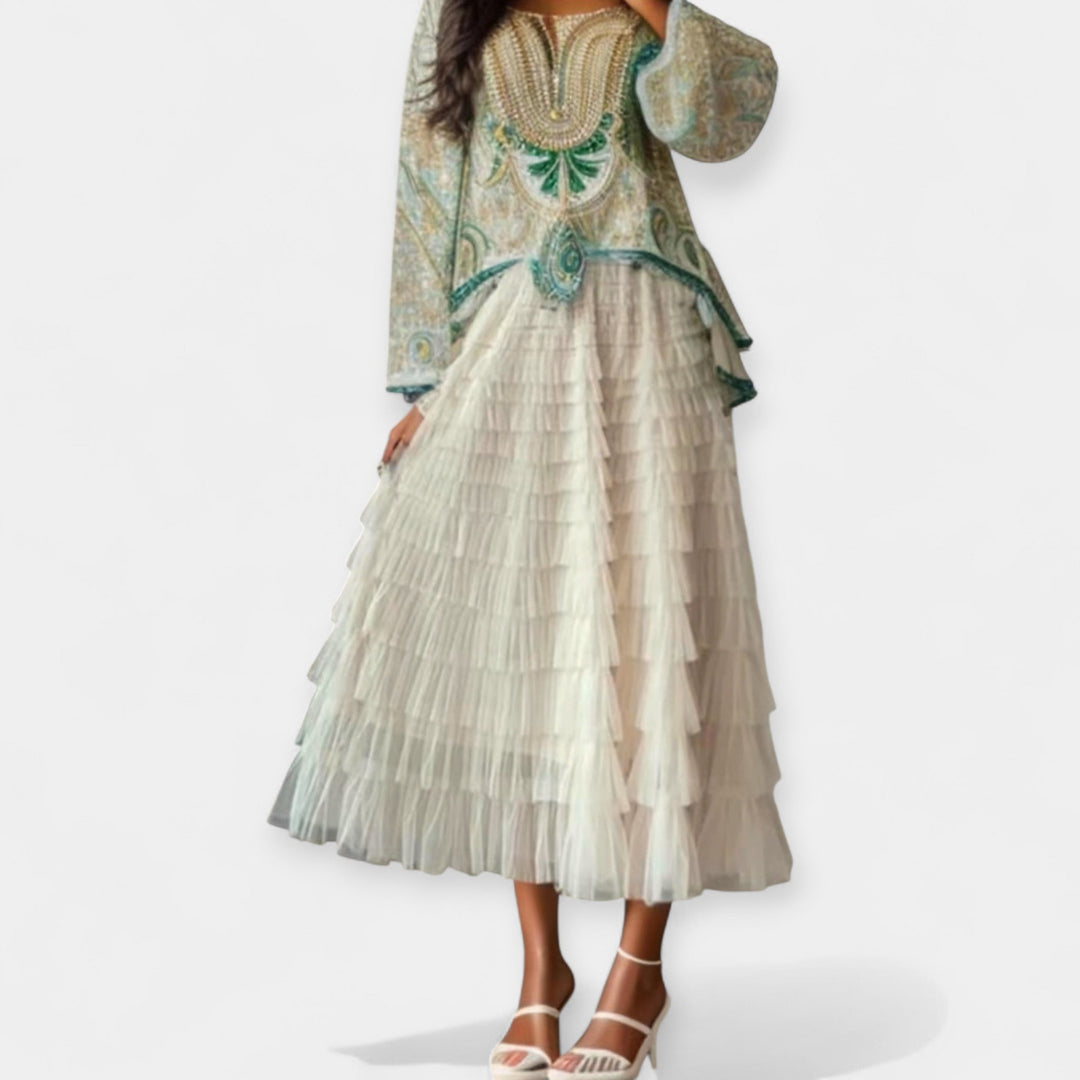 Kristýna - Elegancka Spódnica z Tylową Dekoracją