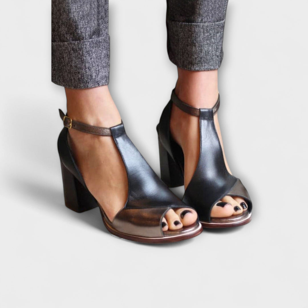 Karolína Sofistikowane Skórzane Sandały Na Obcasie