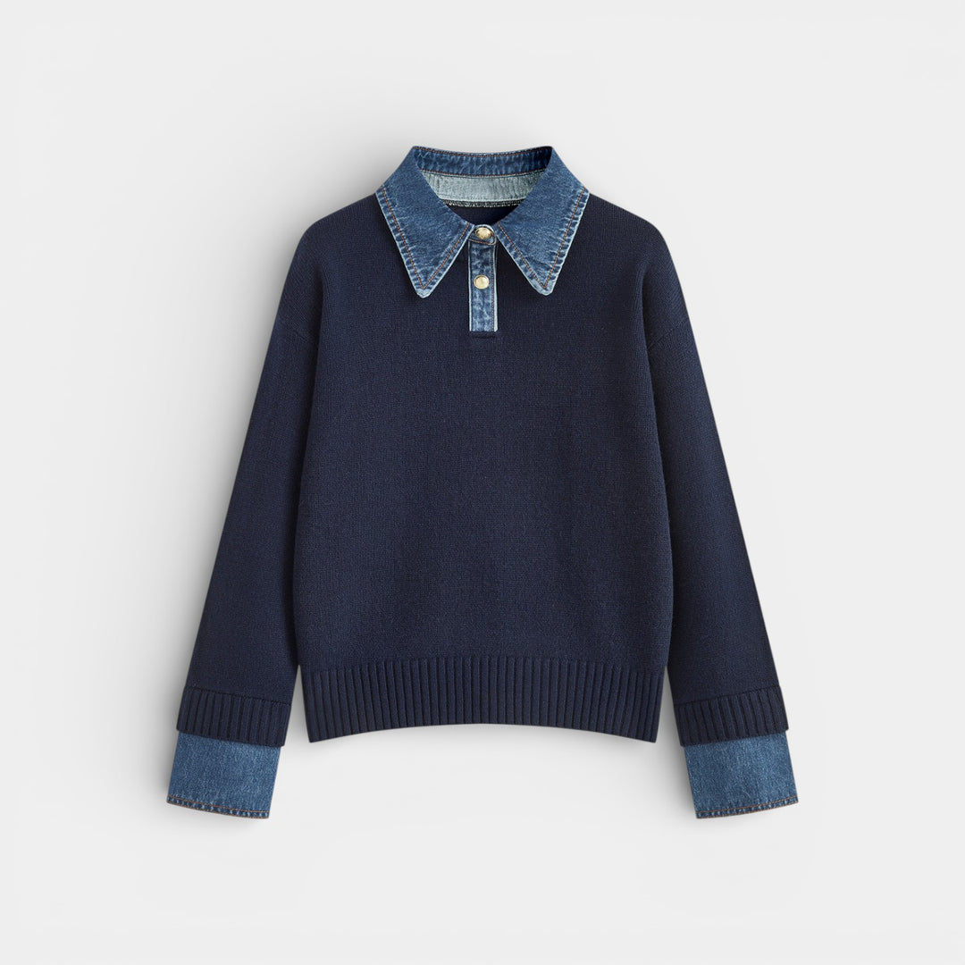 Kalina - Stylowy sweter 2-w-1 z odwróconym panelem