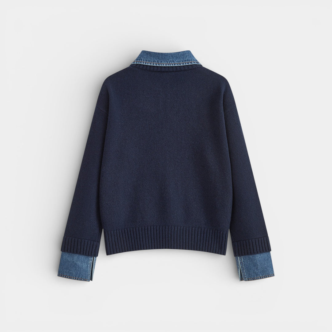 Kalina - Stylowy sweter 2-w-1 z odwróconym panelem