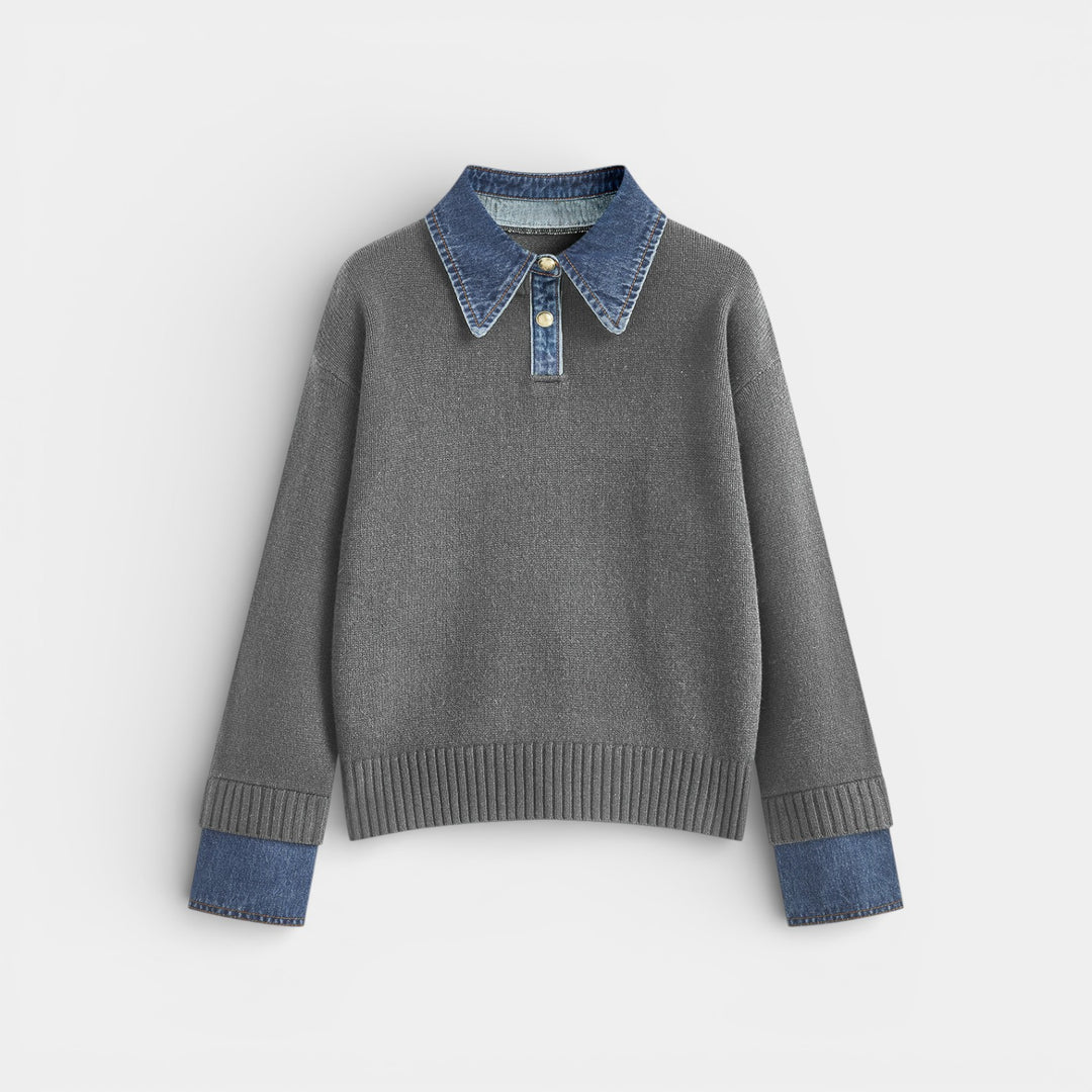 Kalina - Stylowy sweter 2-w-1 z odwróconym panelem