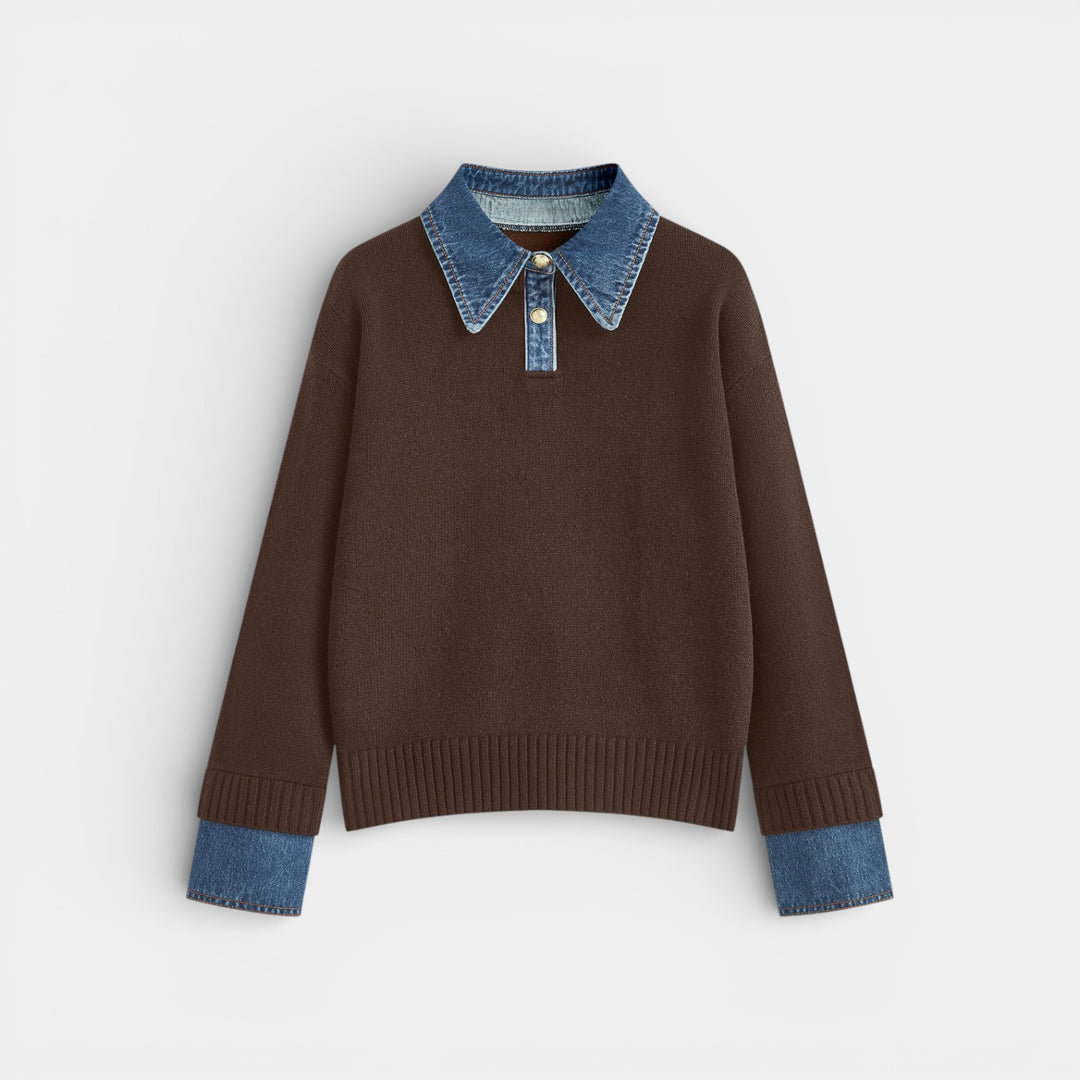 Kalina - Stylowy sweter 2-w-1 z odwróconym panelem