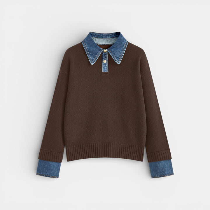 Kalina - Stylowy sweter 2-w-1 z odwróconym panelem