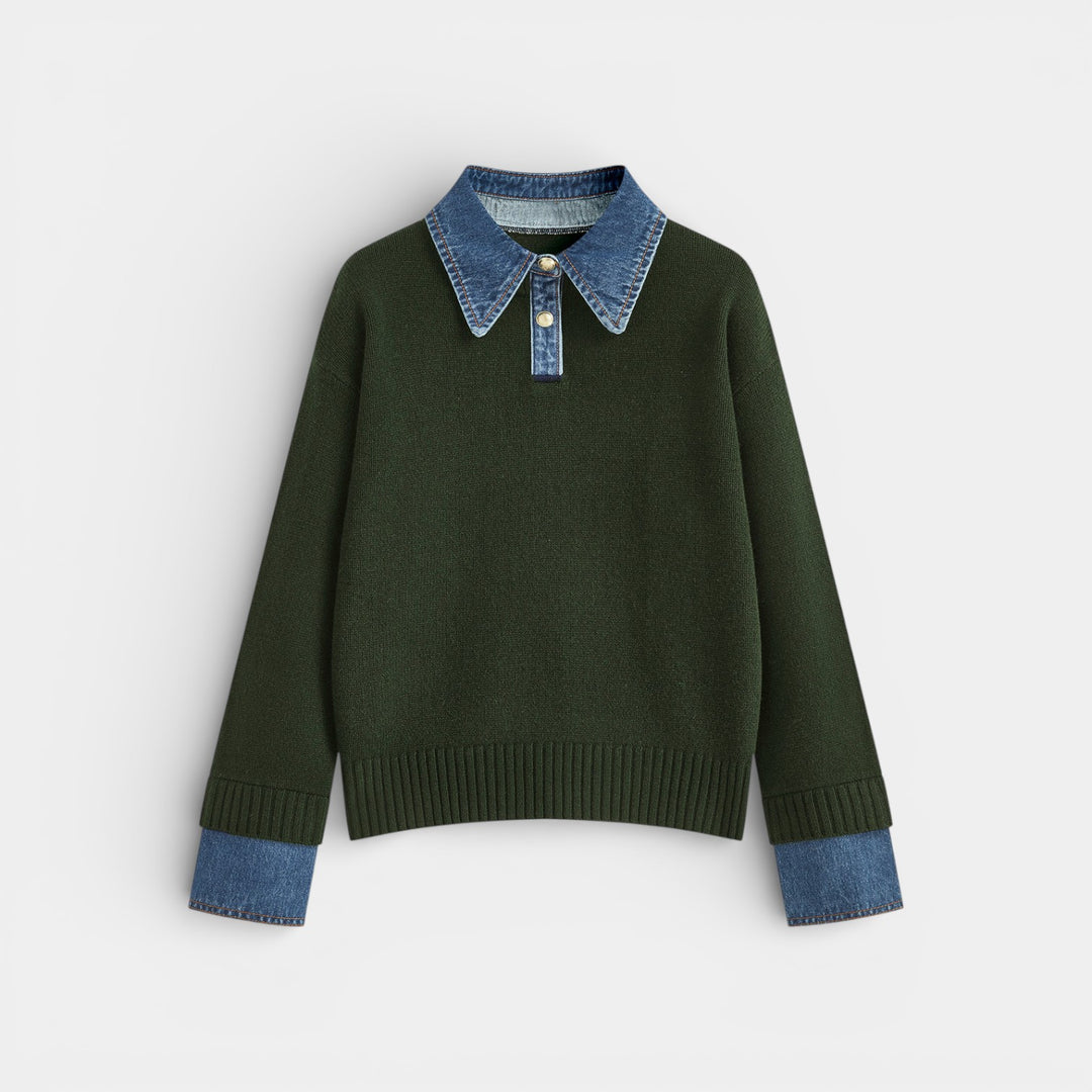 Kalina - Stylowy sweter 2-w-1 z odwróconym panelem