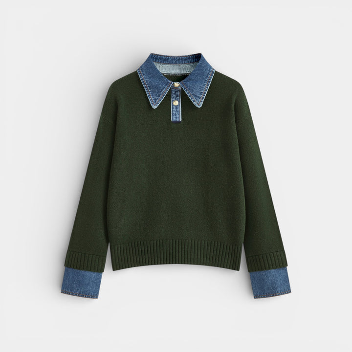 Kalina - Stylowy sweter 2-w-1 z odwróconym panelem