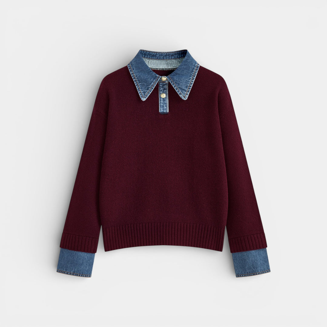 Kalina - Stylowy sweter 2-w-1 z odwróconym panelem