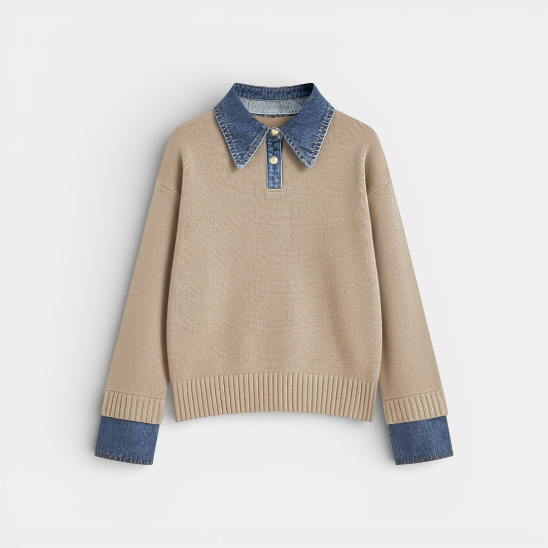 Kalina - Stylowy sweter 2-w-1 z odwróconym panelem