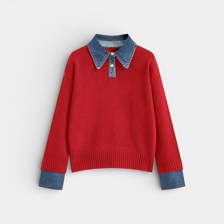 Kalina - Stylowy sweter 2-w-1 z odwróconym panelem