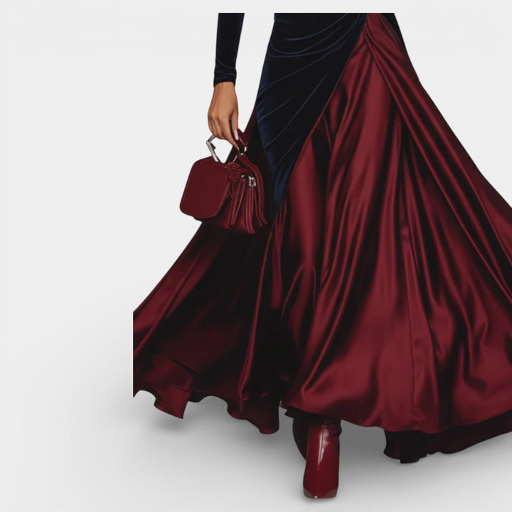 Leokadia – Dwukolorowa długa sukienka wieczorowa