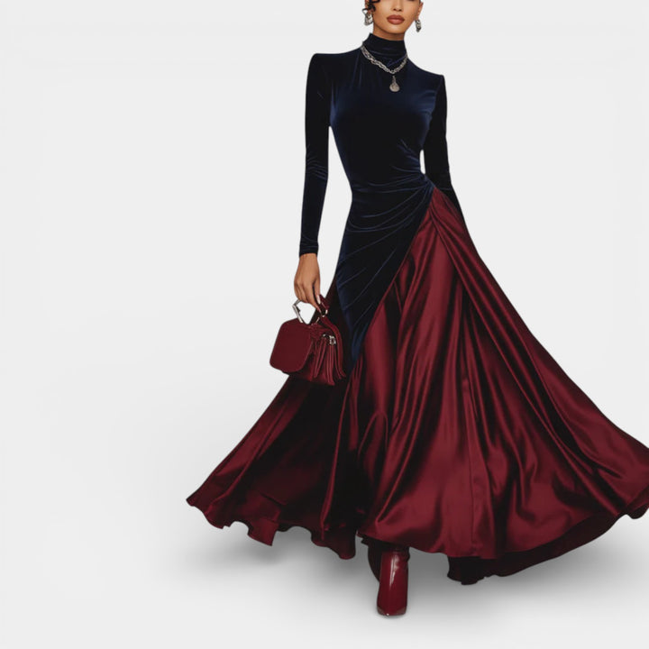 Leokadia – Dwukolorowa długa sukienka wieczorowa