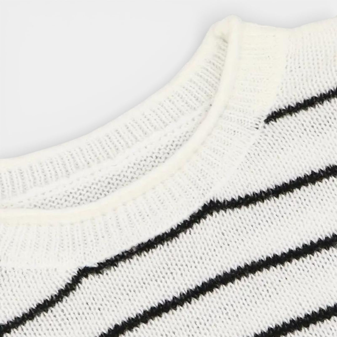 Julia – Pasiasty dzianinowy sweter z okrągłym dekoltem