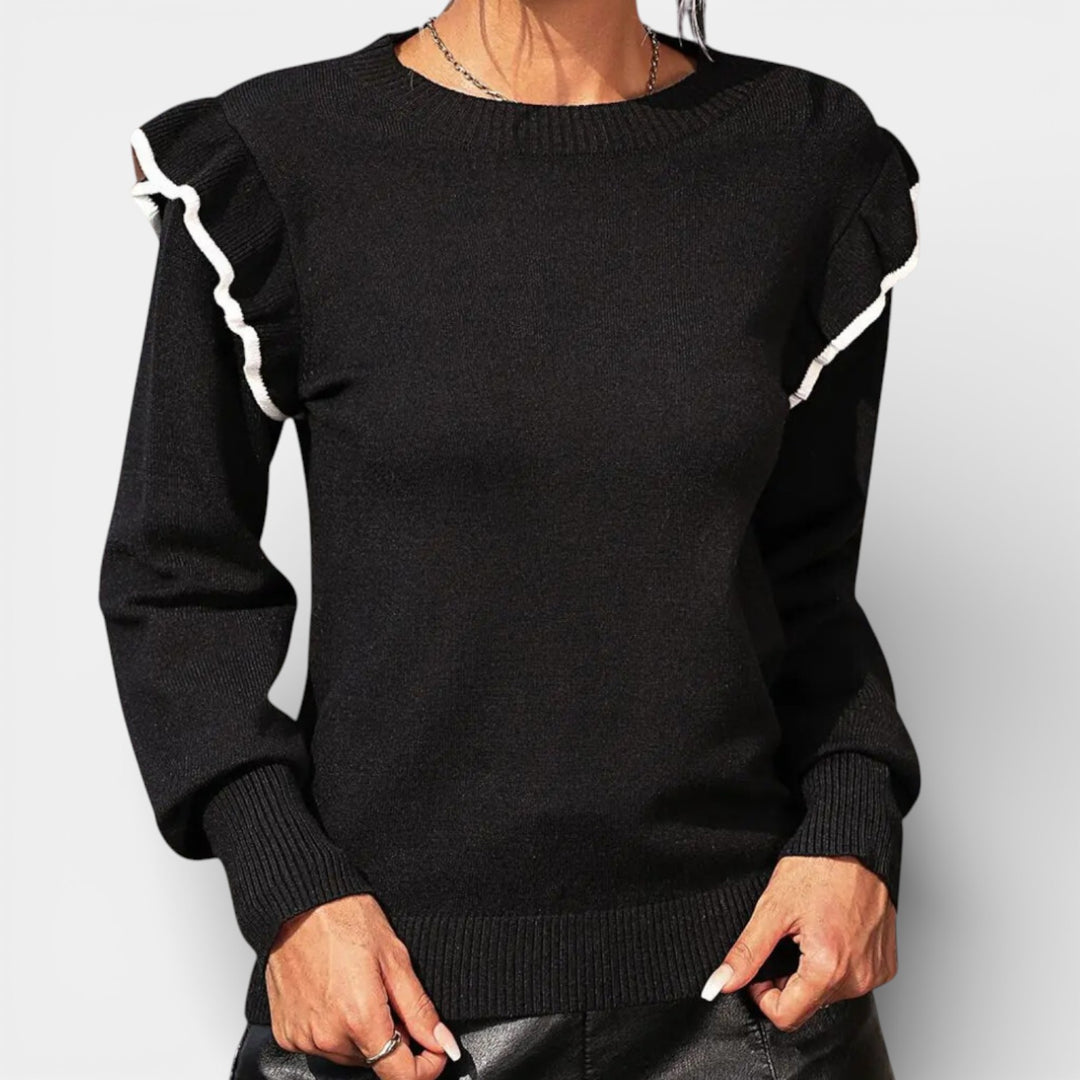 Łucja – Elegancki sweter z falbanami