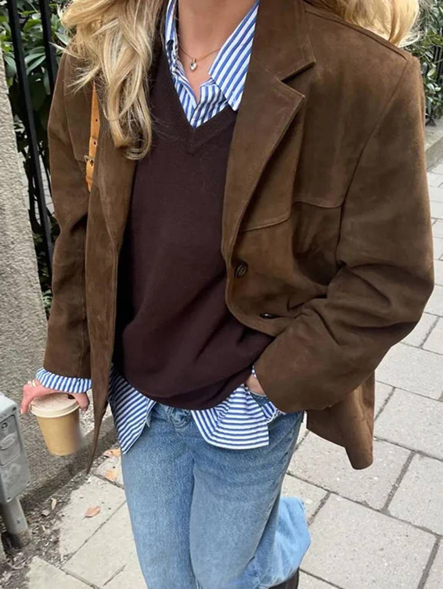 FIORA - Kurtka Blazer z Zamszu