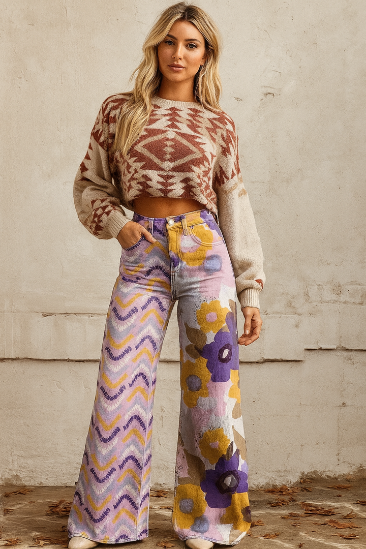 Karolína - Kwiatowe boho spodnie