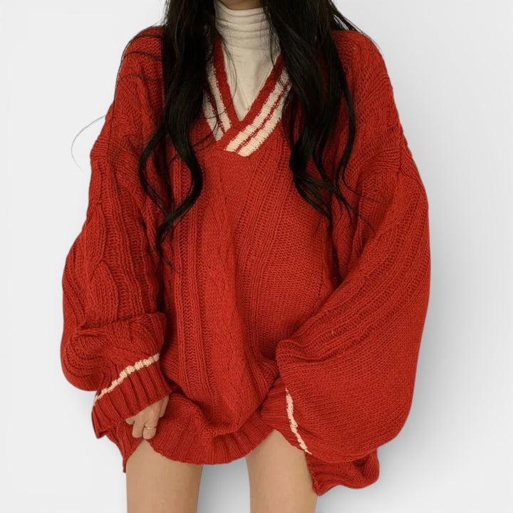 Liwia – Oversize sweter z dekoltem V