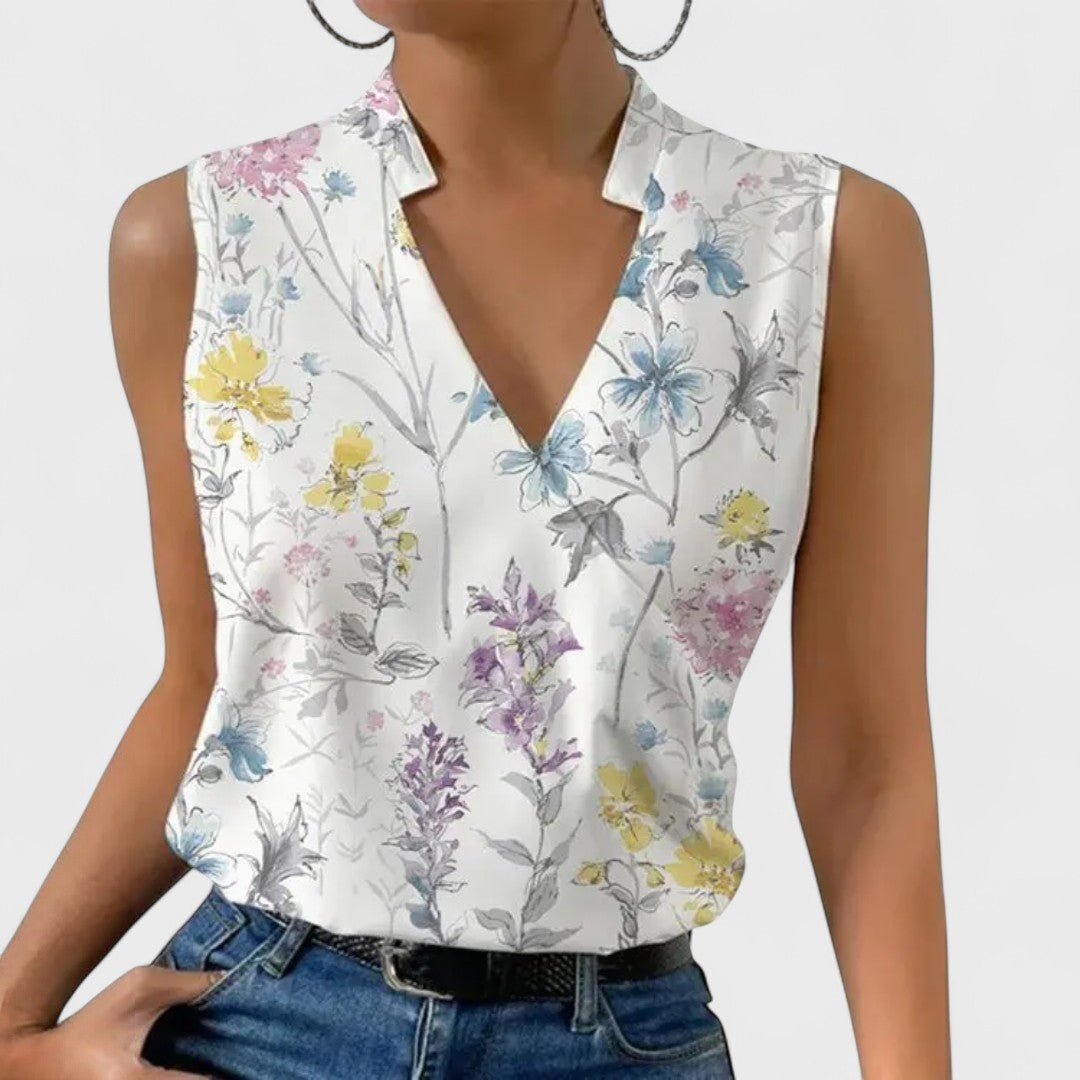 Simona - Miękki Letni Top z Dekoltem w Szpic