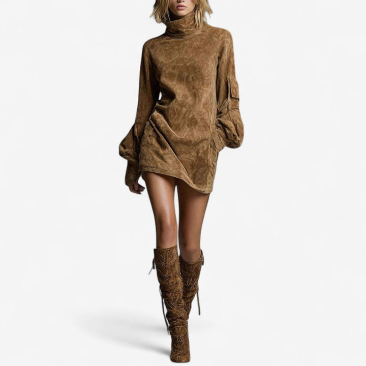 Tania™ Mini Sukienka z Wysokim Kołnierzem