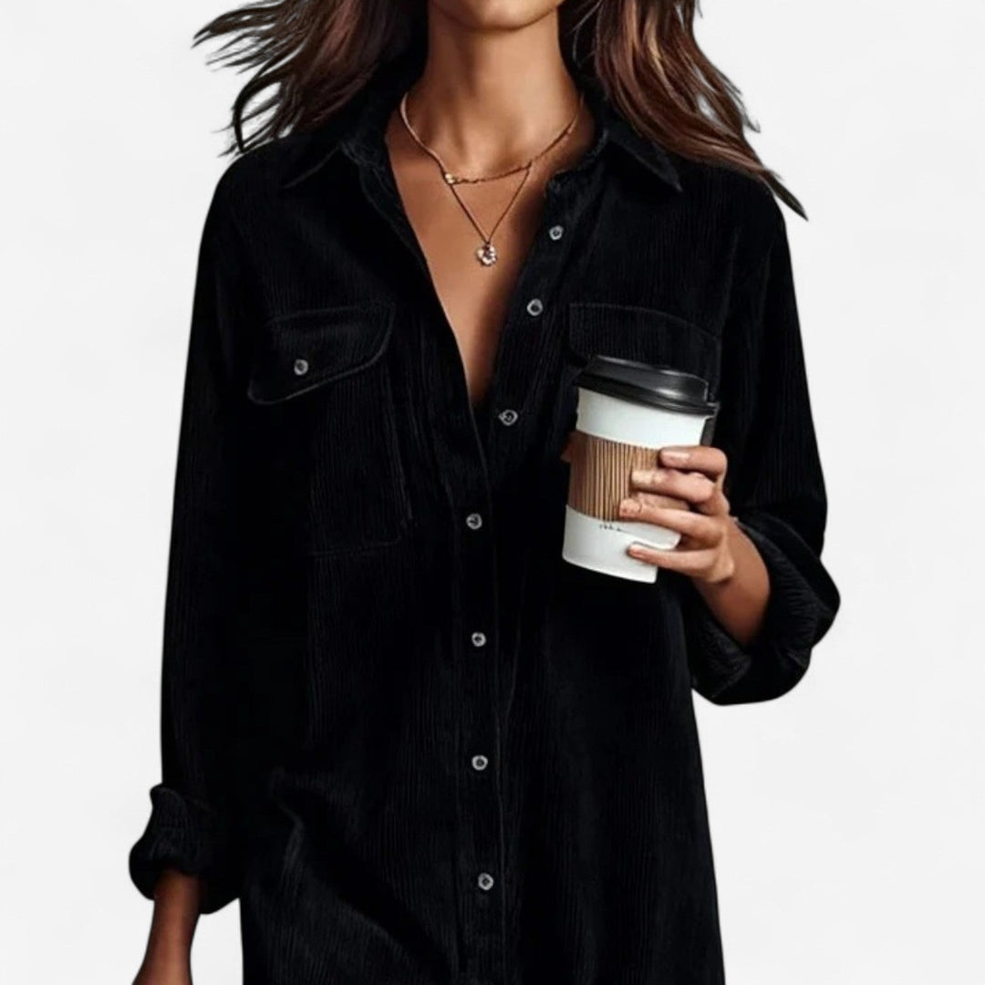 Anastacia™ Midi Ample z Welurowego Żebrowanego Materiału