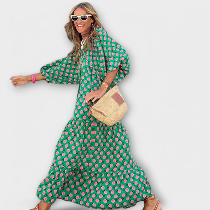 Elegancka geometria maxi sukienka