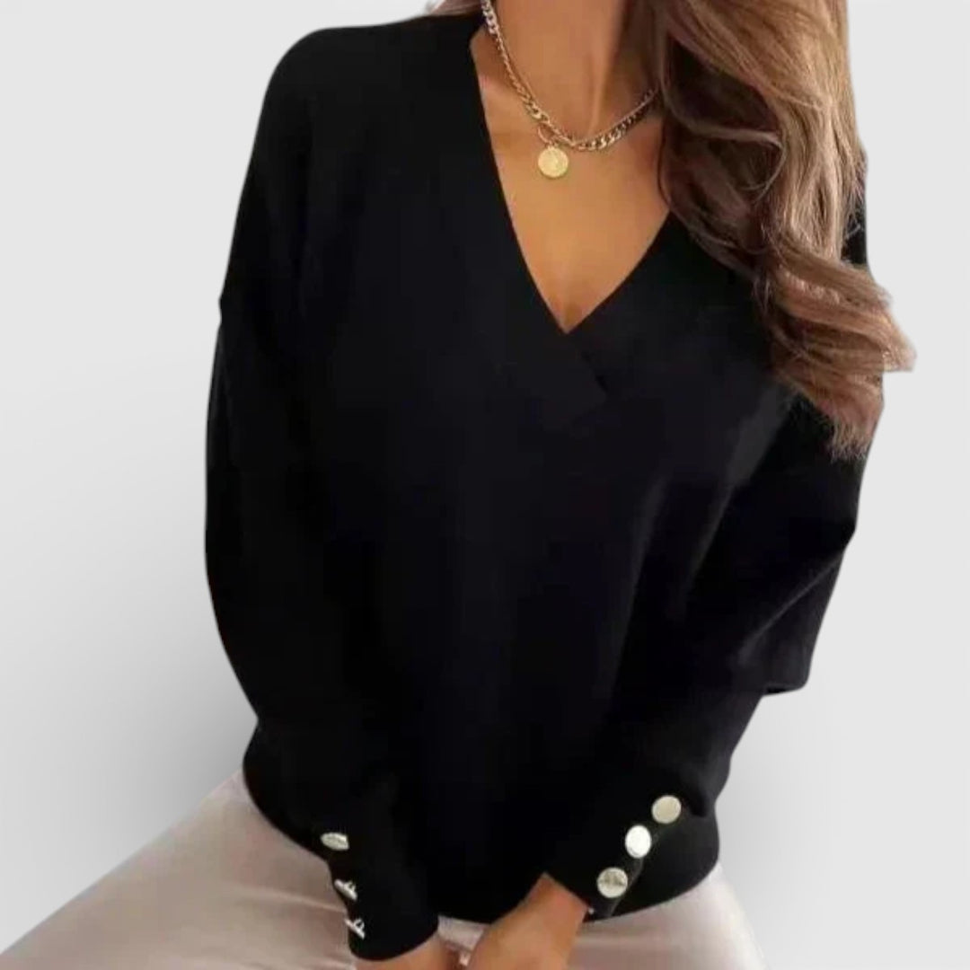 Beata – Elegancki sweter z dekoltem w serek