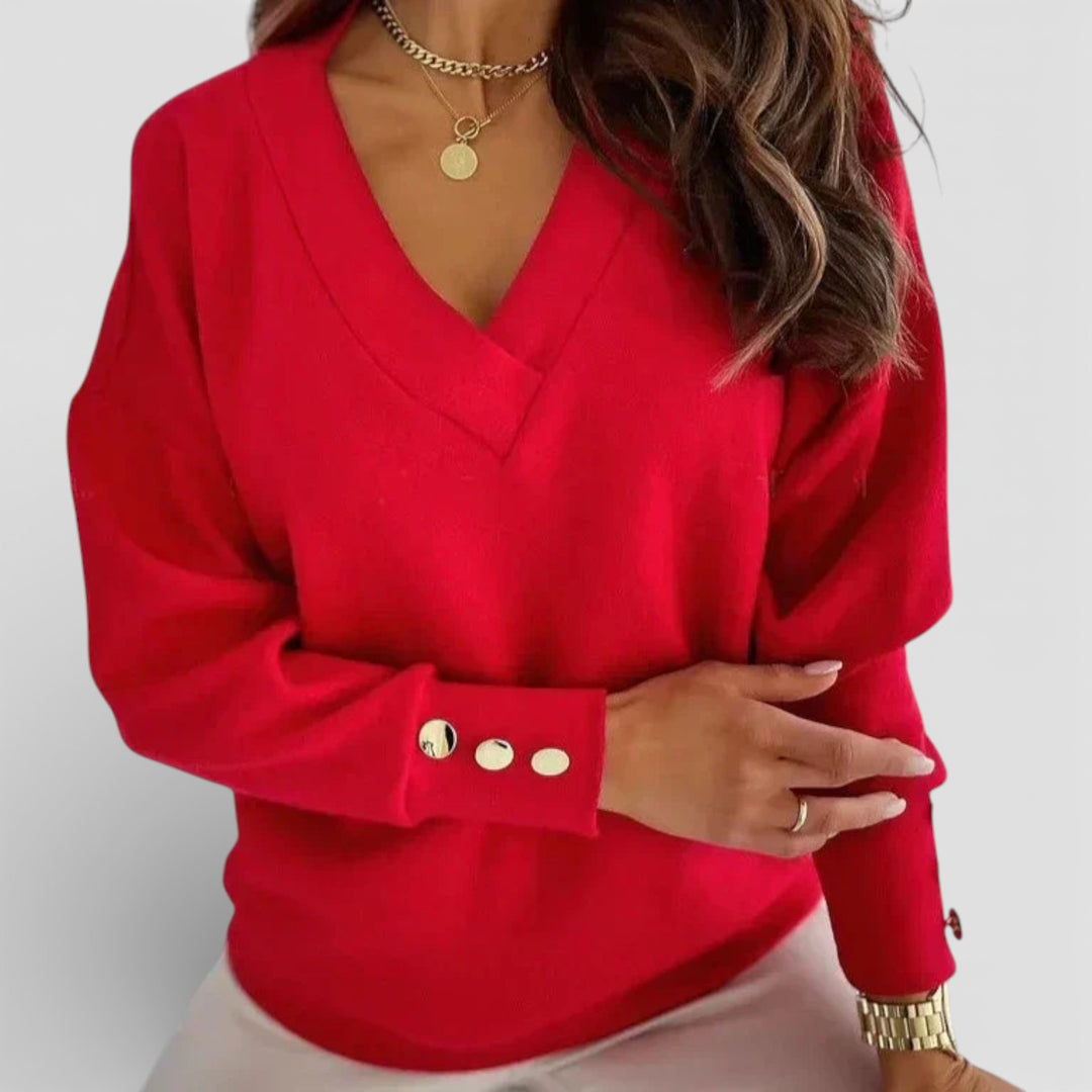 Beata – Elegancki sweter z dekoltem w serek