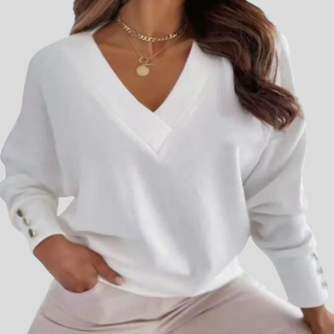 Beata – Elegancki sweter z dekoltem w serek