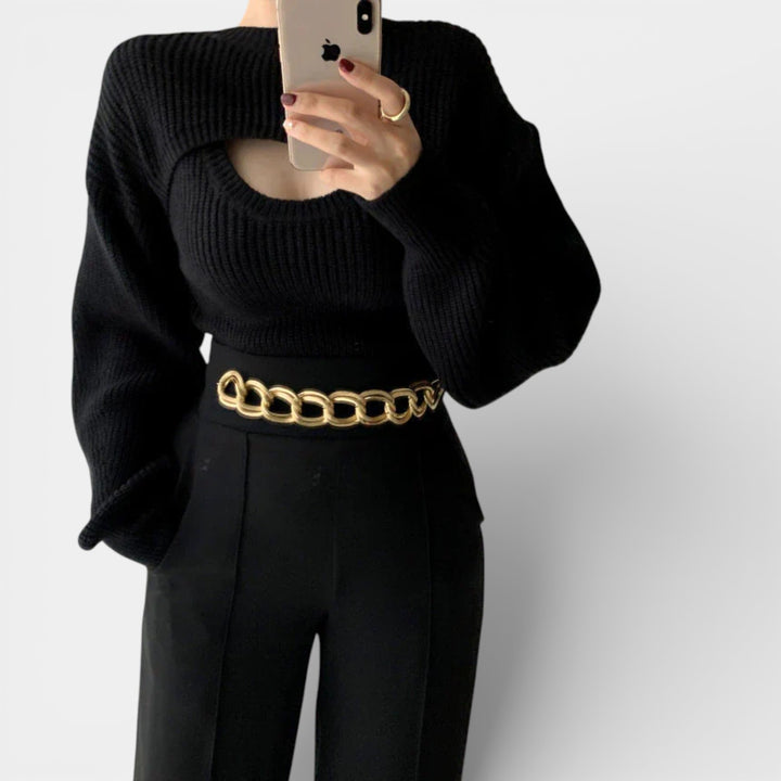 Kalina – Dzianinowy sweter z wycięciem przy dekolcie