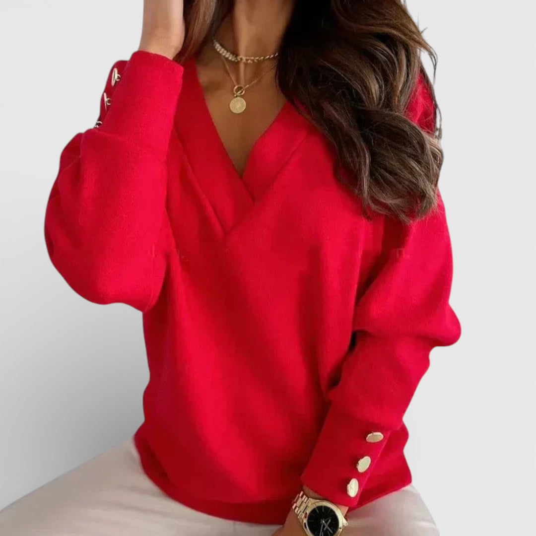 Beata – Elegancki sweter z dekoltem w serek