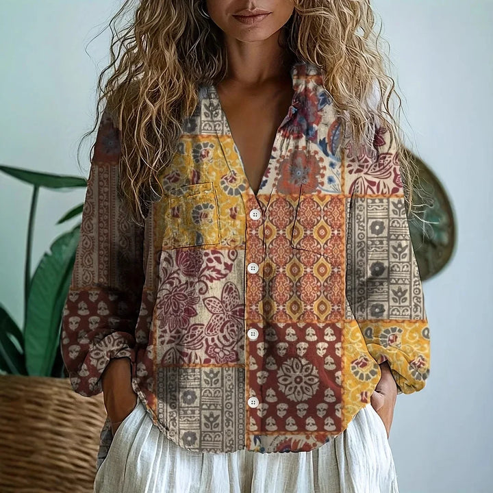 Sofia – Luźna bluzka z naturalnym nadrukiem