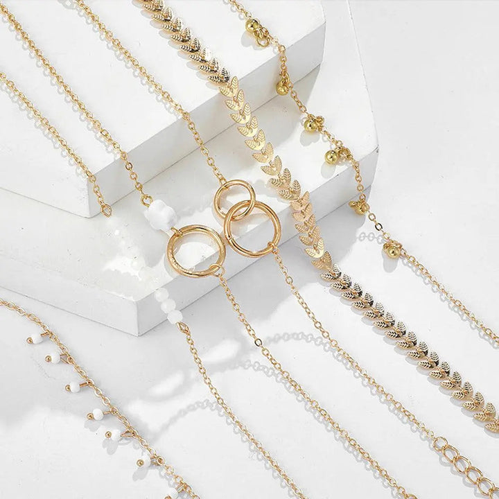 Czarujący złoty boho zestaw bransoletek