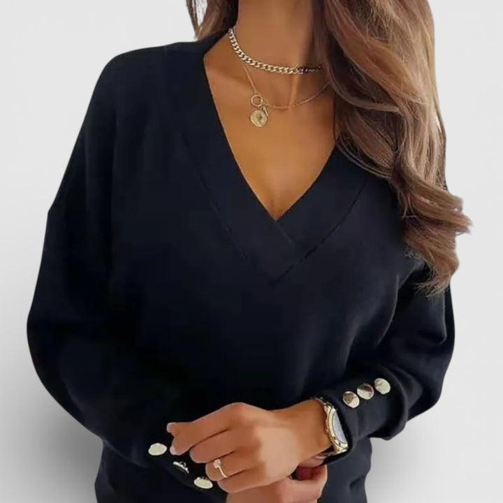 Beata – Elegancki sweter z dekoltem w serek