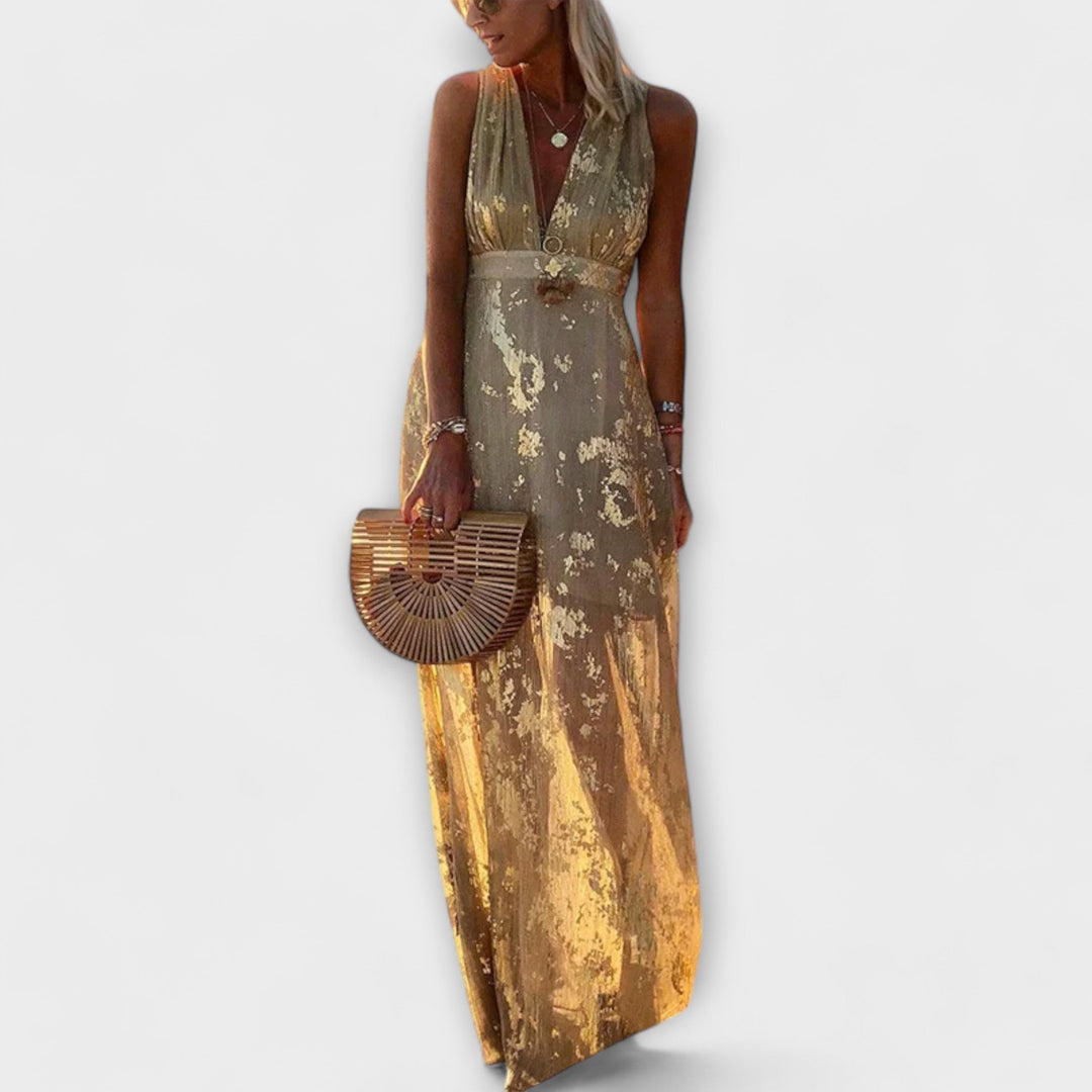 Sukienka z dekoltem w kształcie litery V i detalicznymi cekinami