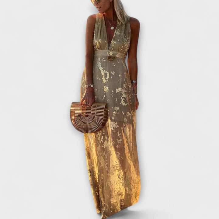 Sukienka z dekoltem w kształcie litery V i detalicznymi cekinami