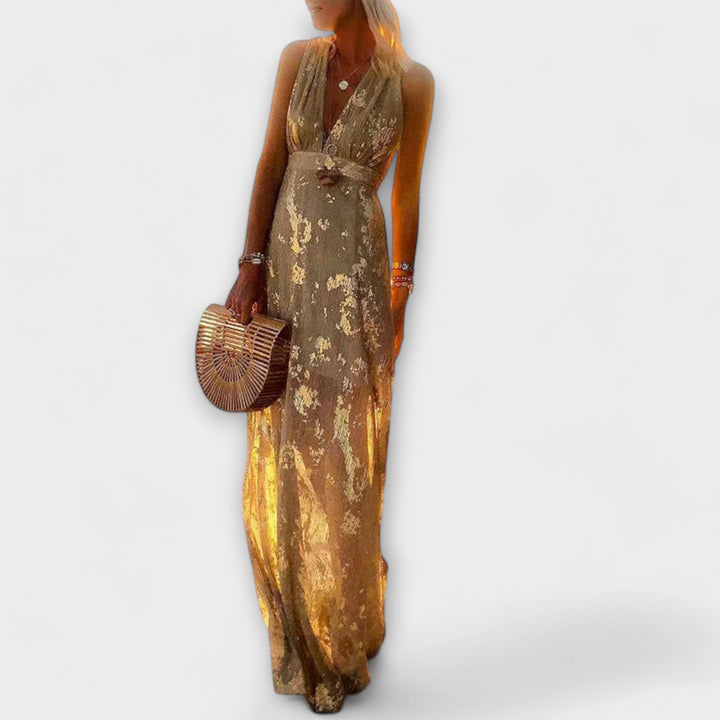 Sukienka z dekoltem w kształcie litery V i detalicznymi cekinami