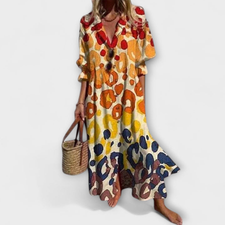 Lila - Lichotivé Maxi Sukienka z Kryciem Brzucha