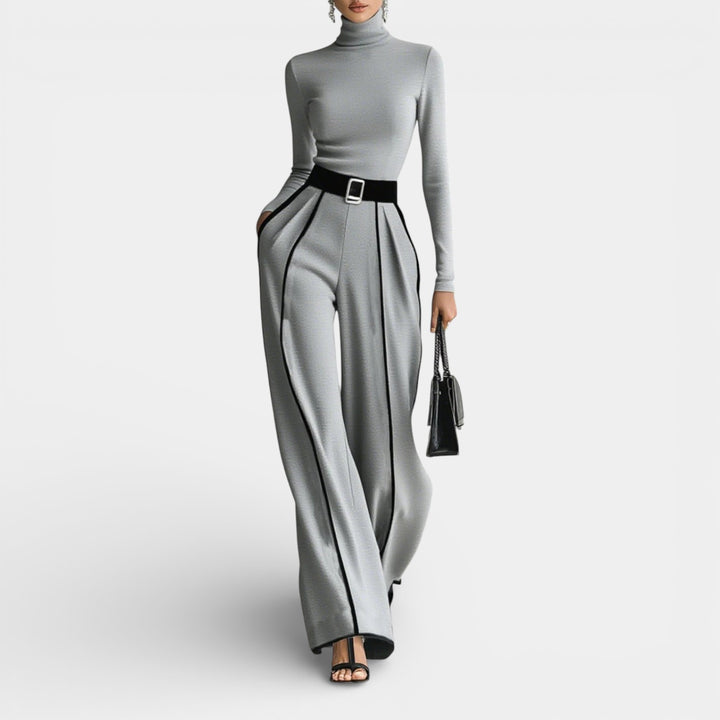 Aldona – Elegancki zestaw z golfem i szerokimi spodniami