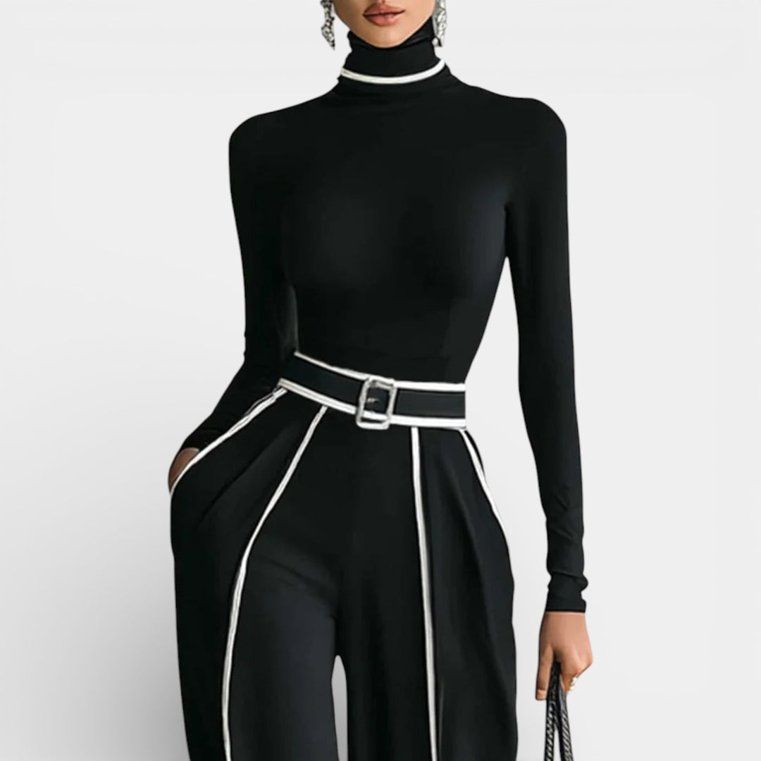 Aldona – Elegancki zestaw z golfem i szerokimi spodniami