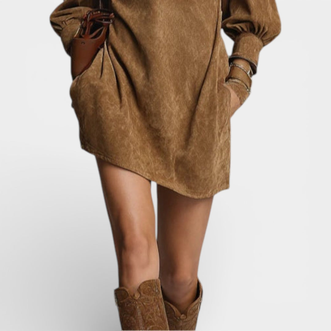 Hanna – Sukienka mini z golfem i dekoltem na suwak