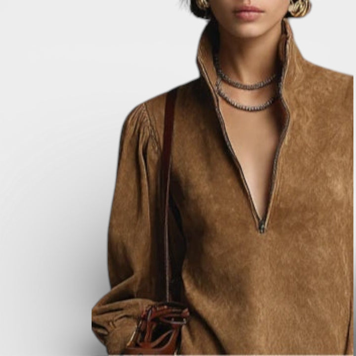 Hanna – Sukienka mini z golfem i dekoltem na suwak