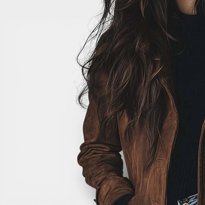 Weronika – Zamszowy płaszcz trench