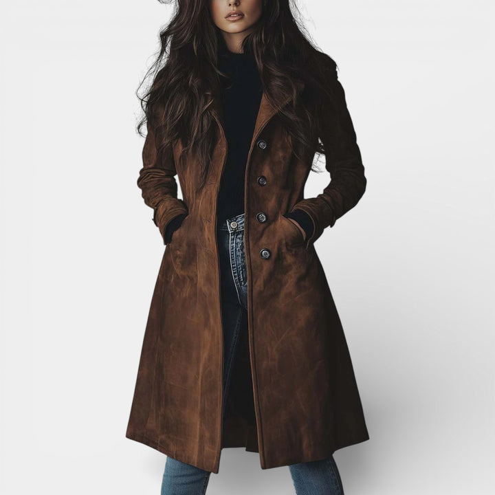 Weronika – Zamszowy płaszcz trench