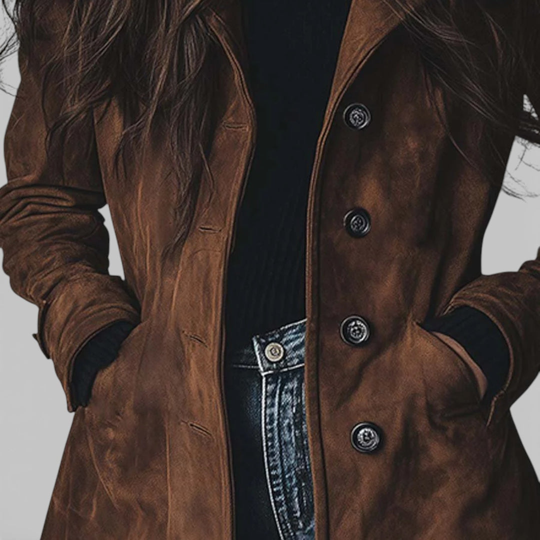 Weronika – Zamszowy płaszcz trench