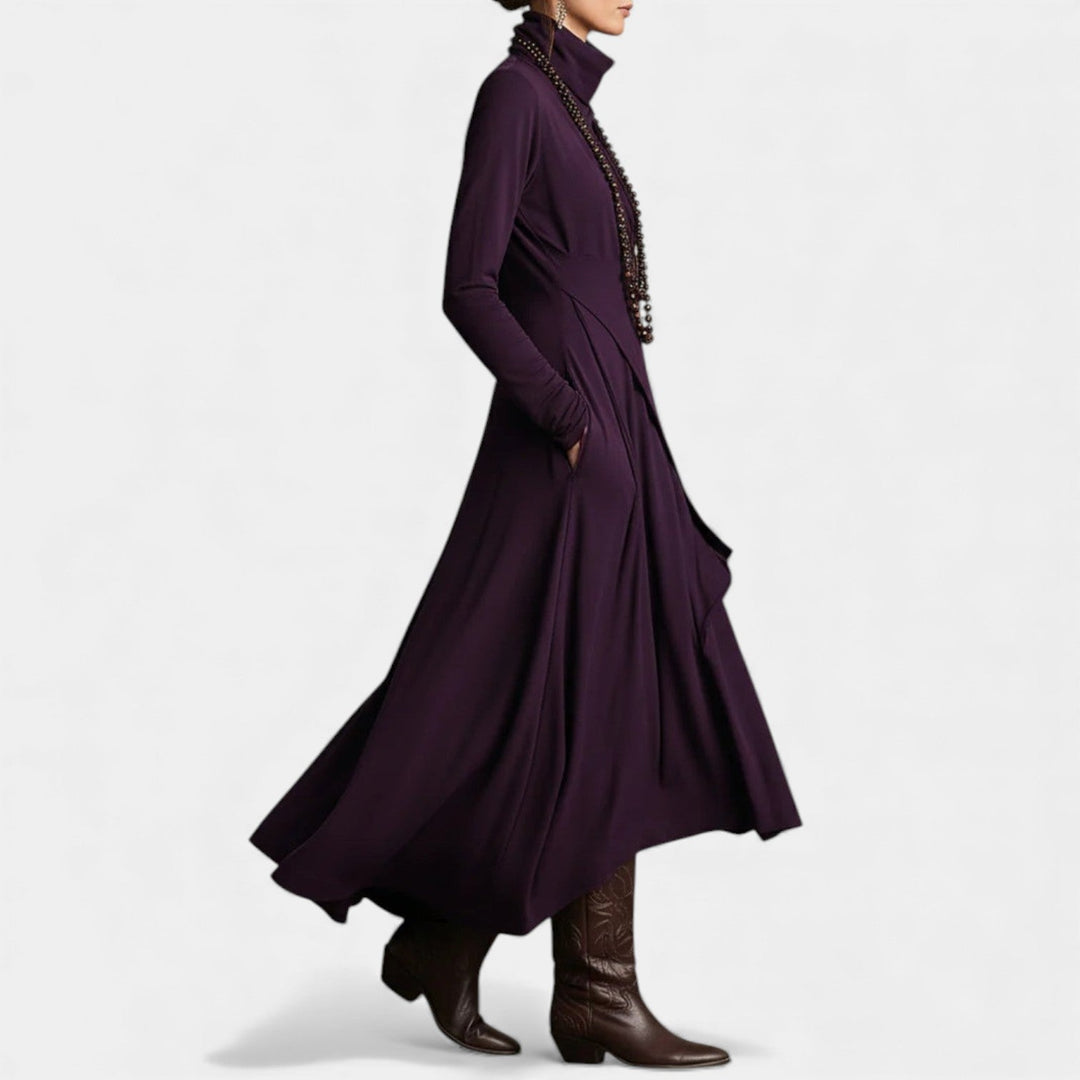 Julija – Asymetryczna sukienka maxi z drapowanymi detalami