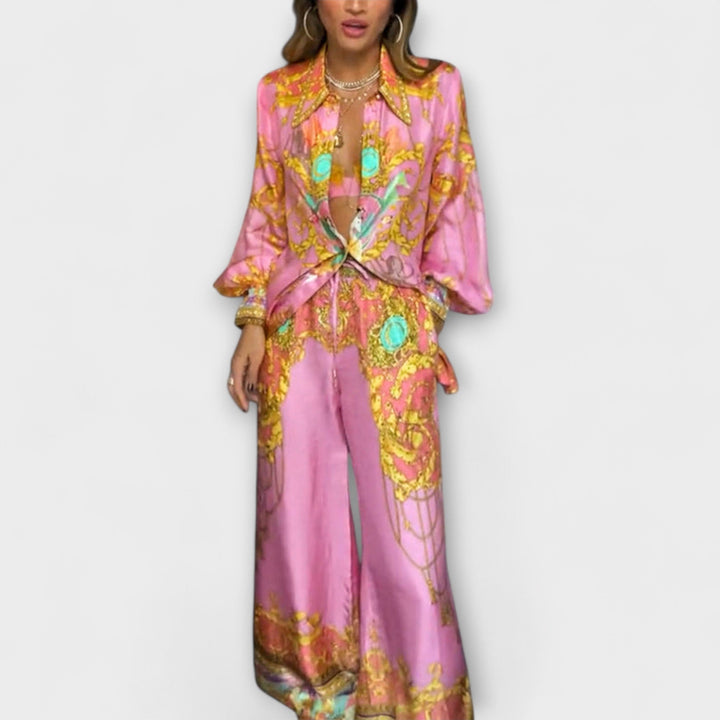 Sage - Relaksowana koszulka z nadrukiem syreny i elastyczne spodnie