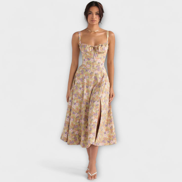 Zipporas - Dopasowana sukienka z nowoczesnym wiosennym kwiatowym nadrukiem