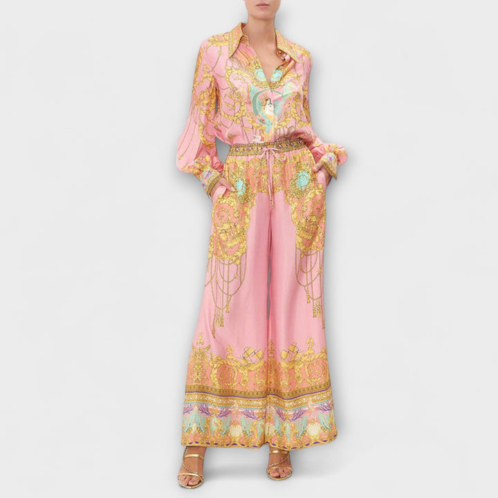 Sage - Relaksowana koszulka z nadrukiem syreny i elastyczne spodnie