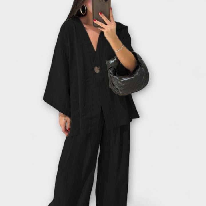 Jacqueline - Dwuwarstwowy top i spodnie