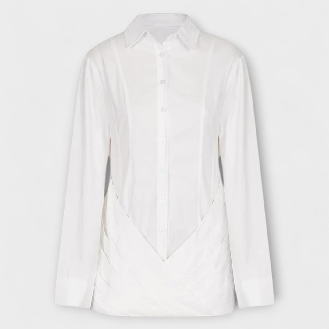 Indie - Białe plisowane sukienki z długim rękawem