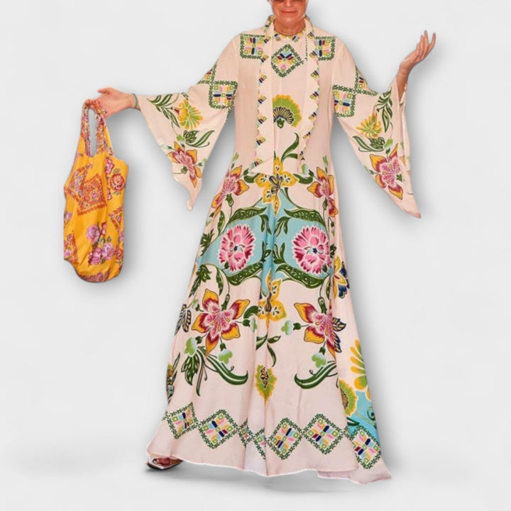 Lisa - Elegancka maxi sukienka w kwiatowy wzór z luźnym krojem