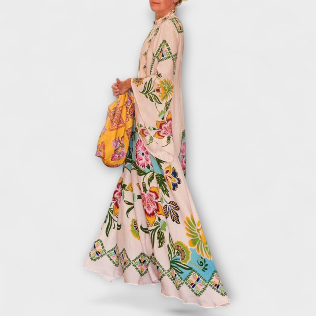 Lisa - Elegancka maxi sukienka w kwiatowy wzór z luźnym krojem